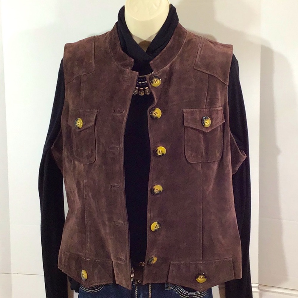 Peck & Peck brown suede vest 14